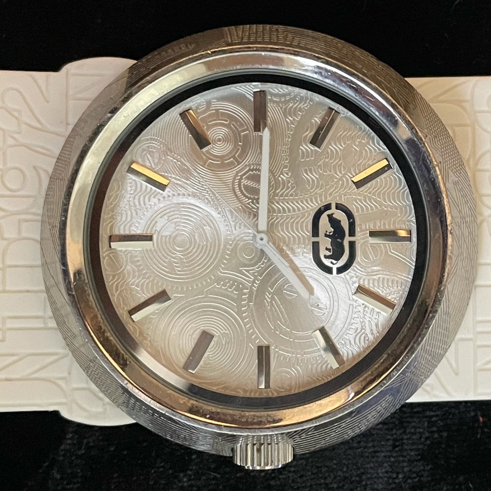 Marc Ecko Eero Silver Dial on White Strap Watch